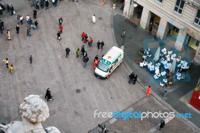 Busy Street In Milan Stock Photo