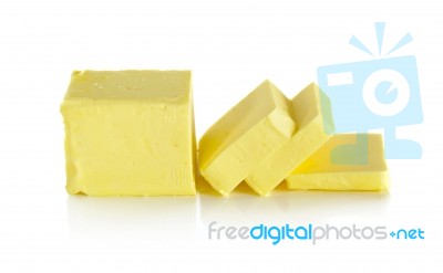 Butter Isolated On The White Background Stock Photo