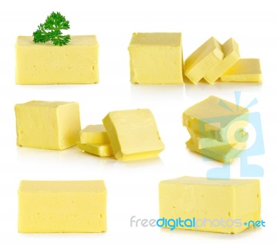 Butter Isolated On The White Background Stock Photo