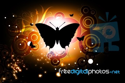 Butterfly  In Abstract Background  Stock Image