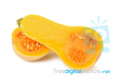 Butternut Squash Isolated On The White Background Stock Photo