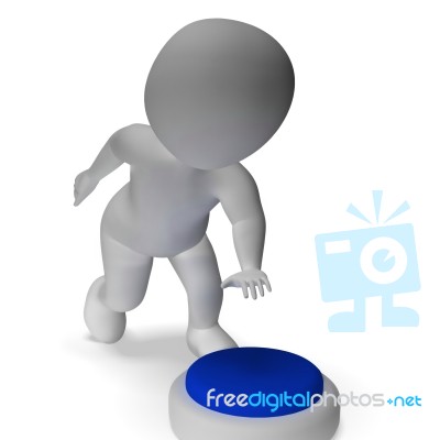 Button Pushed By 3d Man Meaning Start Or Control Stock Image Button Pushed By 3d Man Meaning Start Or Control Stock Image