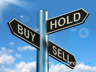 Buy Hold And Sell Signpost Stock Image
