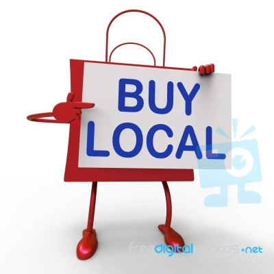 Buy Local Bag Shows Buying Products Locally Stock Image