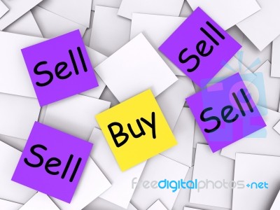 Buy Sell Post-it Notes Show Trade And Commerce Stock Image