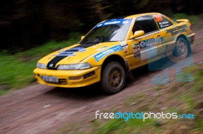 C. Butler Driving Honda Integra Stock Photo