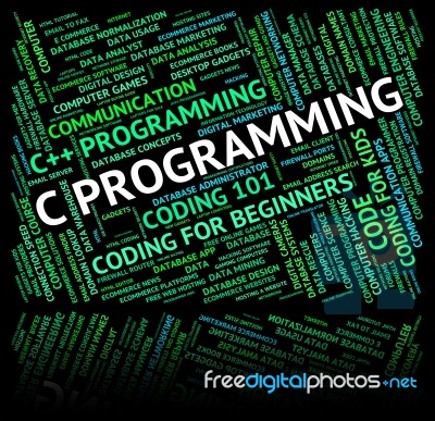 C Programming Showing Software Design And Programmer Stock Image