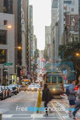 Cable Car In San Francisco Stock Photo
