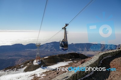 Cable Car To Mount Teide In Tenerife Stock Photo