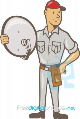 Cable Tv Installer Guy Standing Stock Image