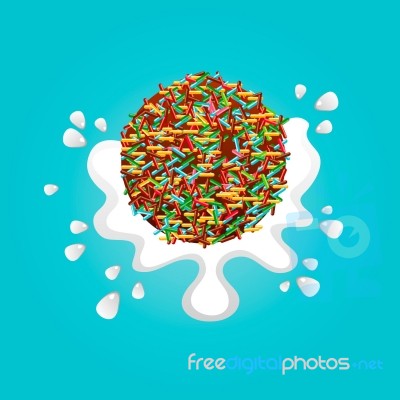 Cake Pop With Splash Milk Stock Image
