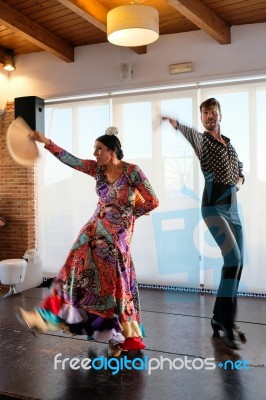 Calahonda, Andalucia/spain - July 3 : Flamenco Dancing At Calaho… Stock Photo