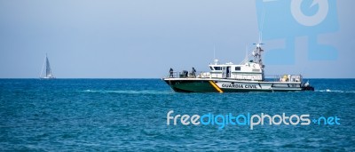 Calahonda, Andalucia/spain - May 6 : Guardia Civil Boat Using Ne… Stock Photo
