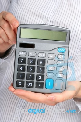 Calculator In Hands Stock Photo