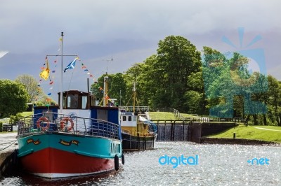 Caledonian Canal At Corpach Stock Photo