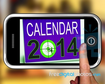 Calendar 2014 On Smartphone Shows Future Missions Stock Image