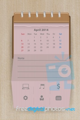 Calendar April 2014 Stock Image