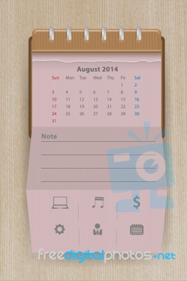 Calendar August 2014 Stock Image