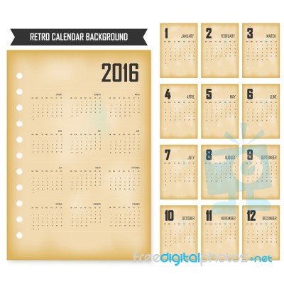 Calendar For 2016 On Grey Background Stock Image