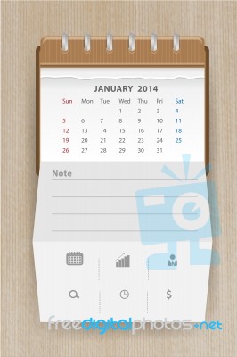 Calendar January 2014 Stock Image