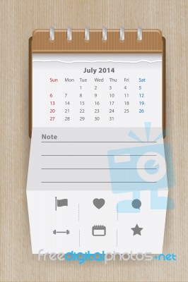 Calendar July 2014 Stock Image
