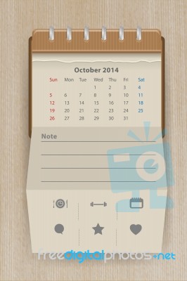 Calendar October 2014 Stock Image