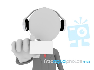 Call Center Operator showing card Stock Image