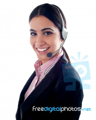 Call Centre Female Executive Stock Photo