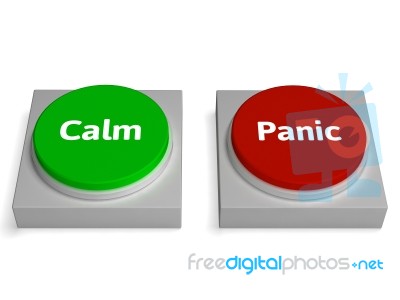 Calm Panic Buttons Show Stressed Or Relaxation Stock Image Calm Panic Buttons Show Stressed Or Relaxation Stock Image