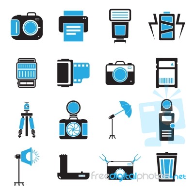 Camera And Accessory Icon Set  Illustration Stock Image