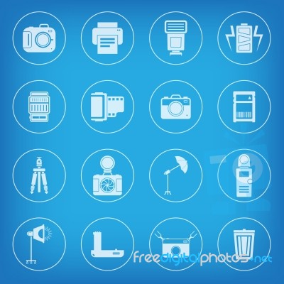 Camera And Accessory Icon Set  Illustration Stock Image