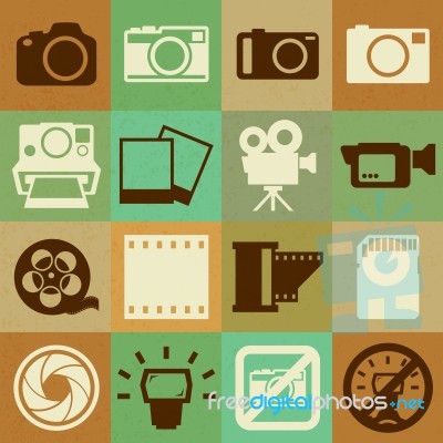 Camera And Video Retro Icons Set Stock Image