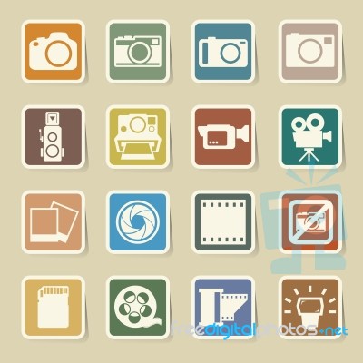 Camera And Video Sticker Icons Set ,illustration Stock Image