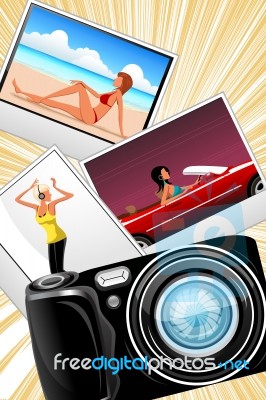 Camera With Photos Stock Image