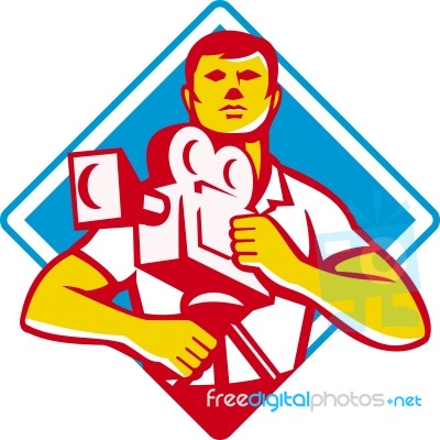 Cameraman Movie Director Vintage Camera Shield Stock Image