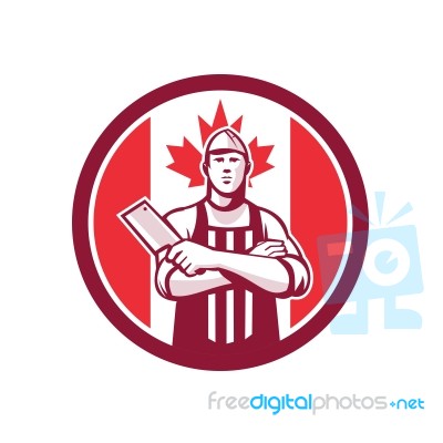 Canadian Butcher Front Canada Flag Icon Stock Image