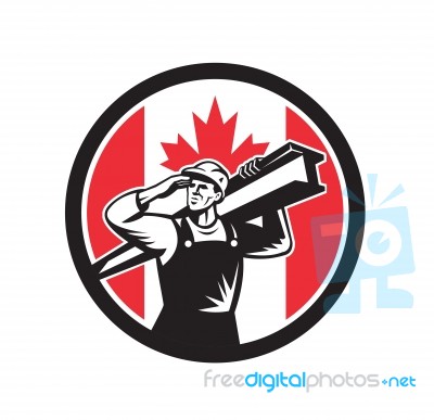 Canadian Construction Worker Canada Flag Icon Stock Image