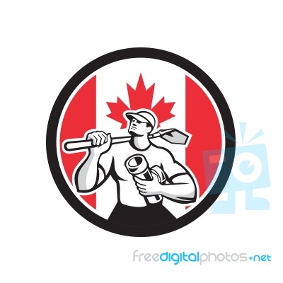 Canadian Drainlayer Canada Flag Icon Stock Image