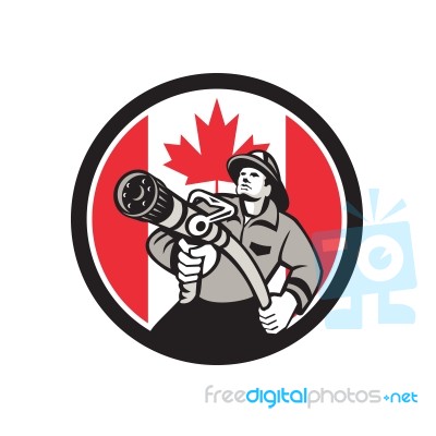 Canadian Fireman Canada Flag Icon Stock Image