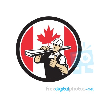 Canadian Lumber Yard Worker Canada Flag Icon Stock Image