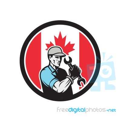 Canadian Mechanic Canada Flag Icon Stock Image