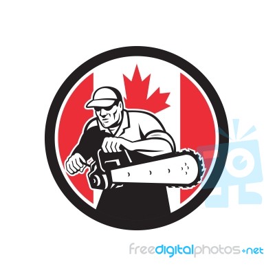 Canadian Tree Surgeon Chainsaw Canada Flag Stock Image