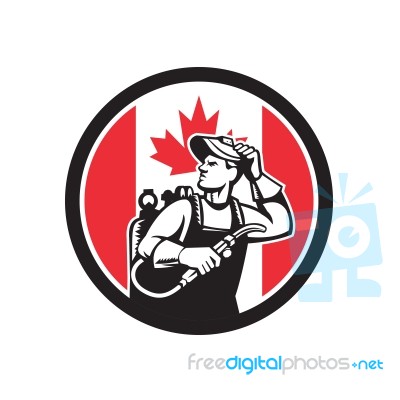 Canadian Welder Canada Flag Icon Stock Image