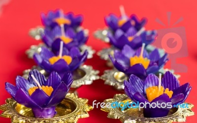 Candle Color Flower Shape For Floating Point Stock Photo