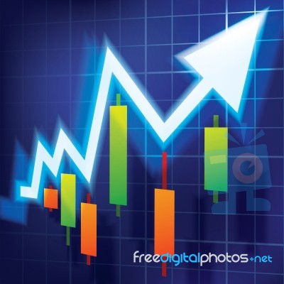 Candle Stick Chart And Arrow Stock Image