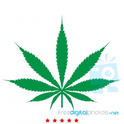 Cannabis (marijuana) Leaf Icon .  Flat Style Stock Image