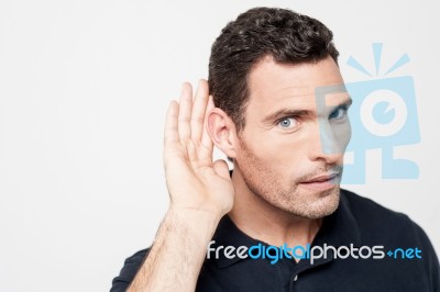 Can't Hear Clearly, Eavesdropping Stock Photo