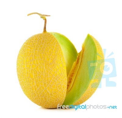 Cantaloupe Melon Isolated On The White Background Stock Photo