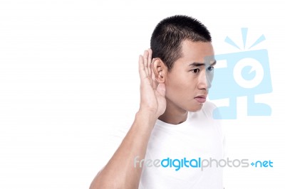 Cant't Hear You Clearly! Stock Photo