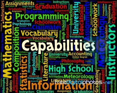 Capabilities Word Means Aptness Ability And Aptitude Stock Image